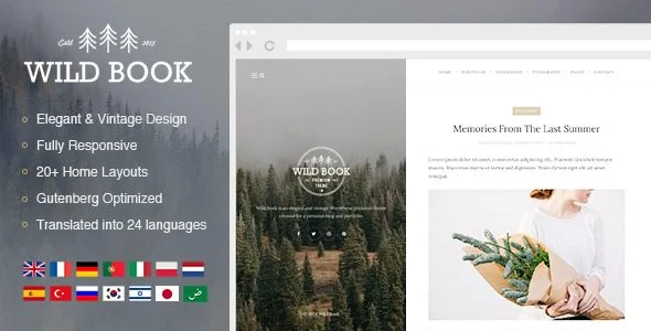 Download Wild Book - Elegant Vintage WordPress Blog Theme for authors writers memoirs storytelling showcase