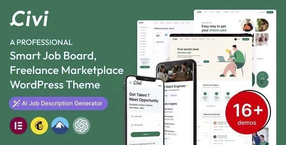 Download Civi Job Board Freelance Marketplace Theme - Advanced Job Management - Freelancer Marketplace - SEO Friendly - Free