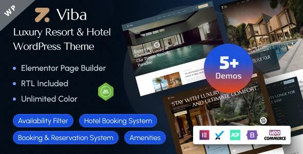 Download Viba-Luxury Resort Hotel Elementor Theme-Modern Design-Highly Customizable-Build Amazing Stays