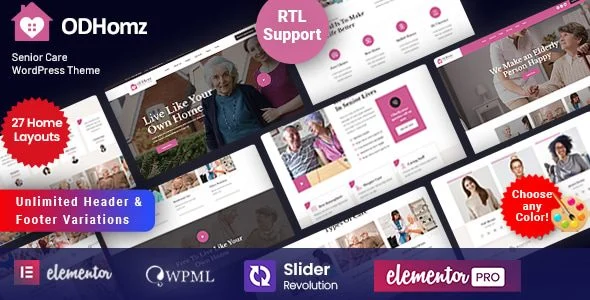 Download Odhomz Elderly WordPress Theme Free for seniors - responsive, accessible, user-friendly