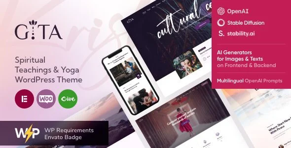 Download Gita-Yoga WordPress Theme for spiritual wellness yoga meditation retreat inspiration premium
