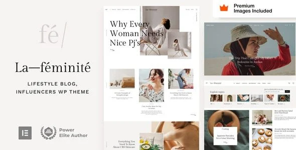 Download LaFeminite Personal Blog Theme for elegant design, SEO optimization, high customization, social sharing, premium features