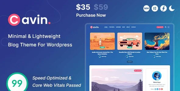 Download Cavin-Minimal Lightweight Blog Theme-Responsive Design-SEO Optimized-Premium