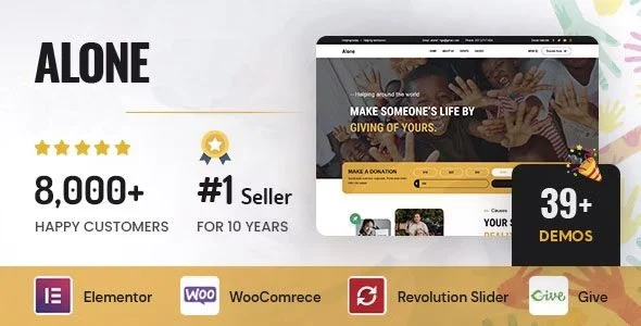 Download Alone Charity Multipurpose Non-profit Theme Donations Fundraising Community Support