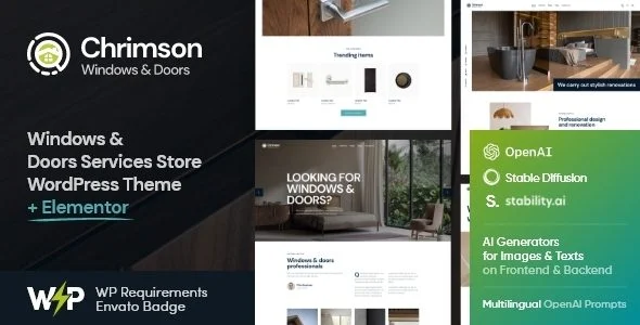 Download Chrimson-Installation Services Store-AI driven, windows doors professional theme free premium