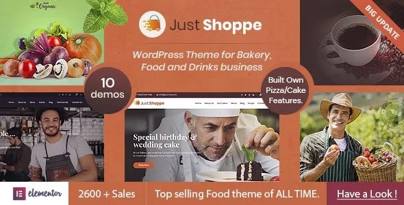 Download Justshoppe-Elementor Cake Bakery Food Theme-Online Store Ecommerce Shop