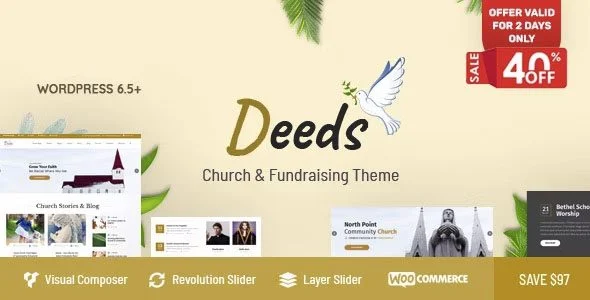 Download Deeds-The Best Church Theme-Modern Design-Spiritual Ministries-Elegant Templates-Free