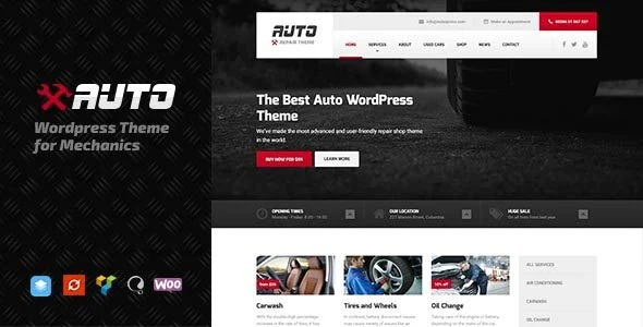 Download Auto WordPress theme for Mechanics Car Dealers Auto Repair Shops Car Service Business