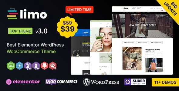 Download Limo WP-Elementor WooCommerce Theme for multiple stores-SEO optimized luxury marketplace free