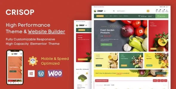 Download Crisop-Free Premium Grocery Organic Food Shop Elementor WooCommerce Theme for Health-Conscious Consumers