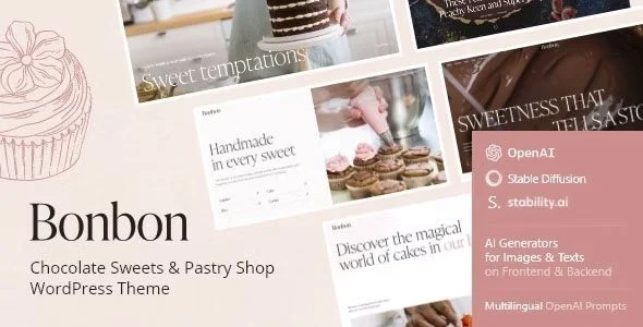 Download Bonbon Chocolate Pastry Shop Theme + AI Free Premium Elegant Bakery Design