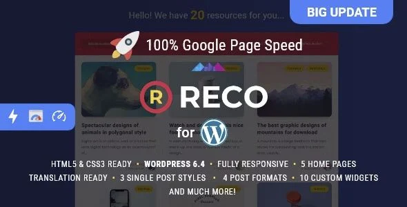 Download Reco-Free Lightweight AMP Theme for Speed SEO Mobile