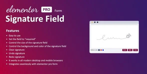 Download Signature Field for Elementor form-Free professional form builder-user friendly designer-conversion optimized