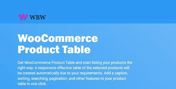 Download WoobeWoo WooCommerce Product Table Pro - Manageable Tables - Advanced Features - SEO Optimized - Bulk Editing