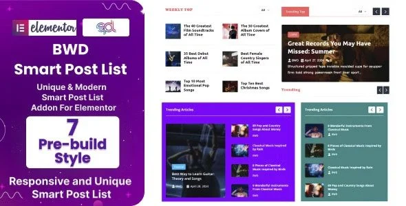 Download BWD Smart Post List Addon for Elementor -Dynamic Content Display-SEO Optimization-Elementor Integration