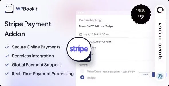 Download WPBookit-Stripe Payment-Bookings Hotel Accommodations E-commerce Paid Add-on