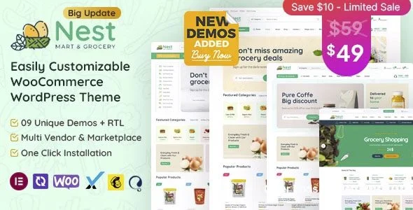 Download Nest Premium WooCommerce Grocery StoreTheme free for market success high conversion rates e-commerce growth