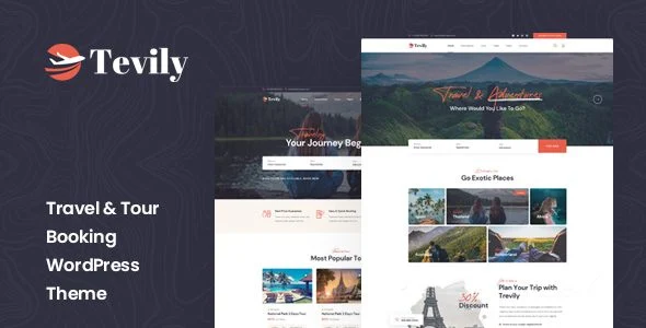 Download Tevily-Travel Agency Booking-FREE Premium WordPress Theme Luxury Packages Adventure Tours