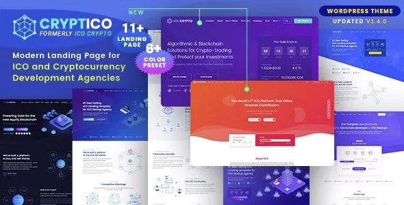 Download Cryptico ICO cryptocurrency landing page theme - premium conversion focused - digital assets marketing investment