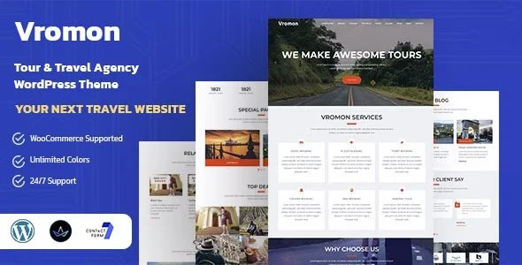 Download Vromon Tour & Travel Agency Theme - Premium Booking & Listing Features - SEO Friendly Agency Solutions