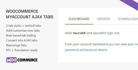 Download SS WooCommerce Myaccount Ajax Tabs-Improve User Experience-Login Customization Account Management Personalization